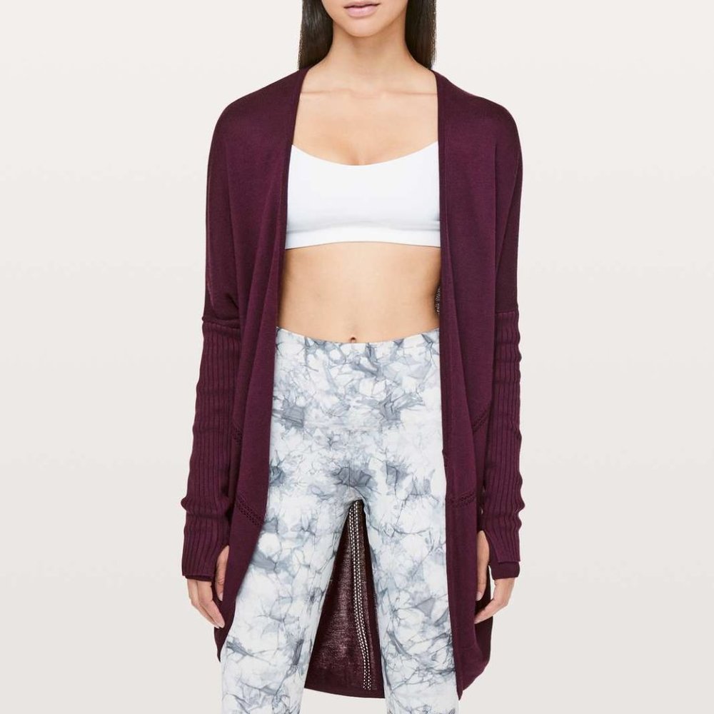 Lululemon Call In Cozy Wrap Burgundy Long Line Cardigan Size 2
